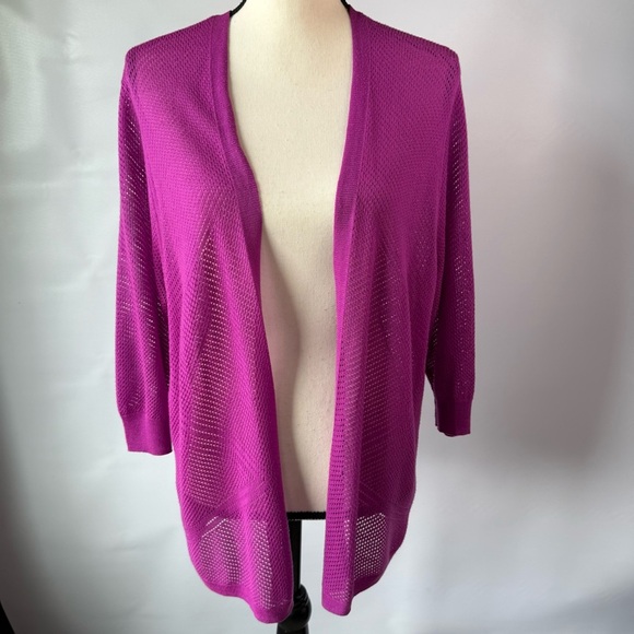 Women's Magenta Open-Front Sweater Plus size 1X Worthington 100% acrylic - Picture 1 of 7